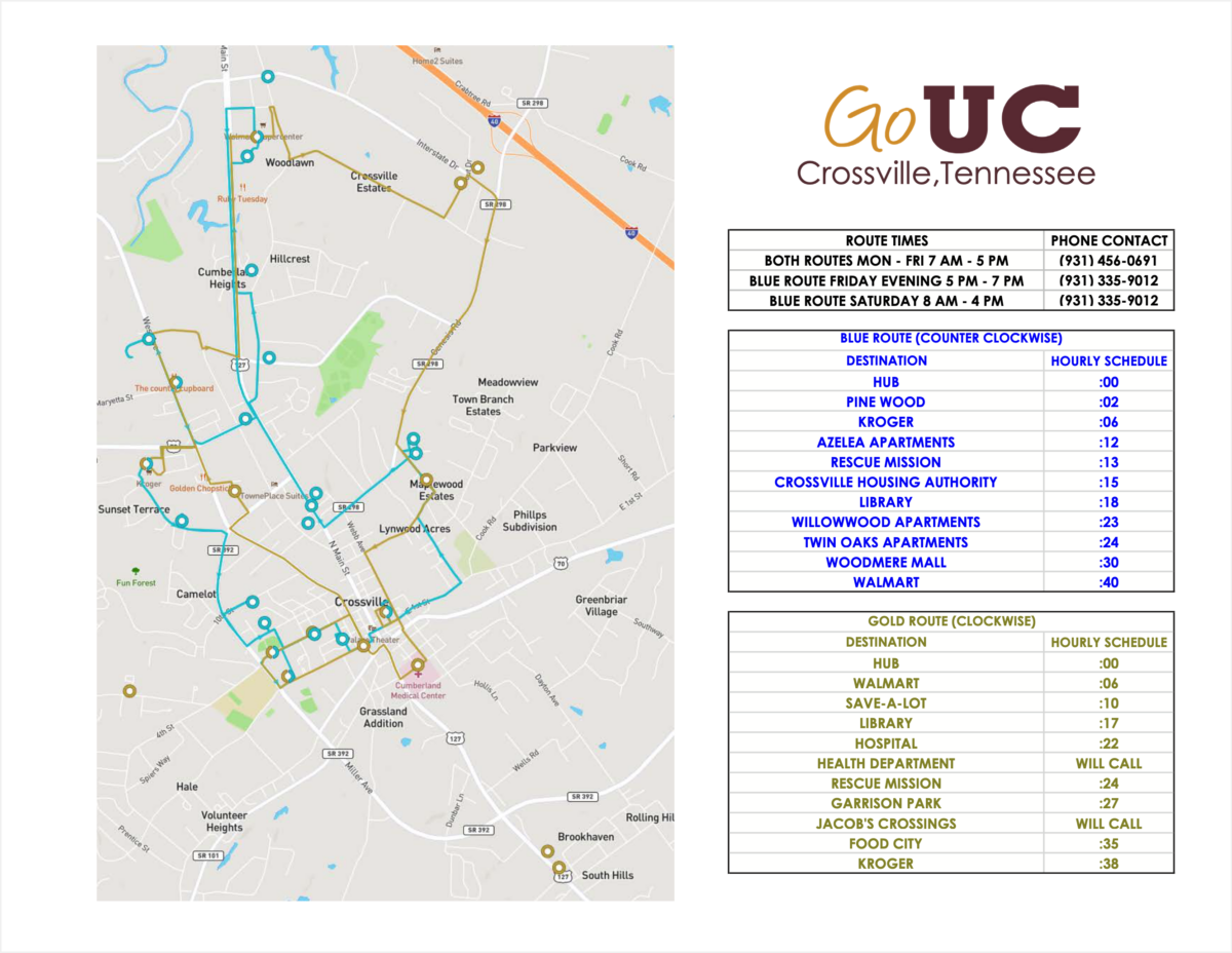 Crossville Go Route 1 UCHRA Public Transportation