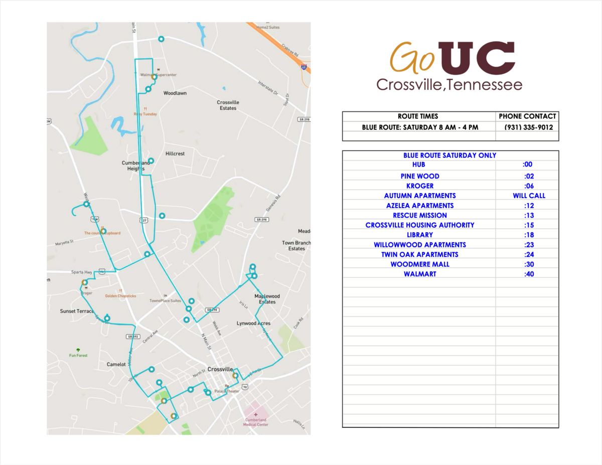 Crossville Saturday 1 UCHRA Public Transportation