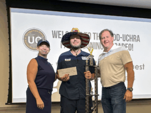 Pictured, from left: Holly Montooth, Public Transportation Director; Daniel Holmes, Maintenance; and Mark Farley, UCHRA Executive Director.