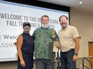 Pictured, from left: Holly Montooth, Public Transportation Director; Jonny Maynard, Driver; and Mark Farley, UCHRA Executive Director.